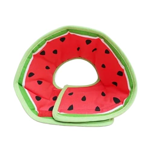 Halskrause Katze Haustier-Kegelhalsband, gepolstert, bequem, for die Genesung nach Operationen, verstellbare Halsbänder for Hunde, schöner Cartoon-Frucht-Donut(Color:Red,Size:M) von AYWTIUN