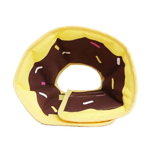 Halskrause Katze Haustier-Kegelhalsband, gepolstert, bequem, for die Genesung nach Operationen, verstellbare Halsbänder for Hunde, schöner Cartoon-Frucht-Donut(Color:Yellow,Size:M) von AYWTIUN