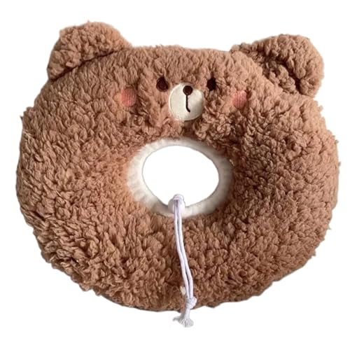 Halskrause Katze Haustier-Kreishalsband, Plüsch, weiches Kaninchenhalsband, Katzen-Hundehalsband, Anti-Leck-Bär, weicher Kreis, chirurgischer Schutz von Wunden(Color:Brown Bear,Size:S) von AYWTIUN
