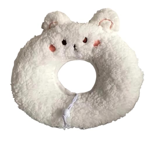 Halskrause Katze Haustier-Kreishalsband, Plüsch, weiches Kaninchenhalsband, Katzen-Hundehalsband, Anti-Leck-Bär, weicher Kreis, chirurgischer Schutz von Wunden(Color:White Rabbit,Size:M) von AYWTIUN