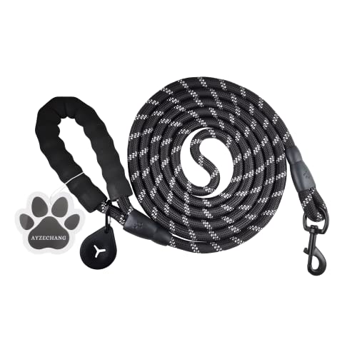 AYZECHANG Hundeleine, 1,5M/2M/3M geeignet für kleine Hunde, mittlere Hunde, große Hunde, reflektierende und robuste Hundeleine (3M) schwarz von AYZECHANG