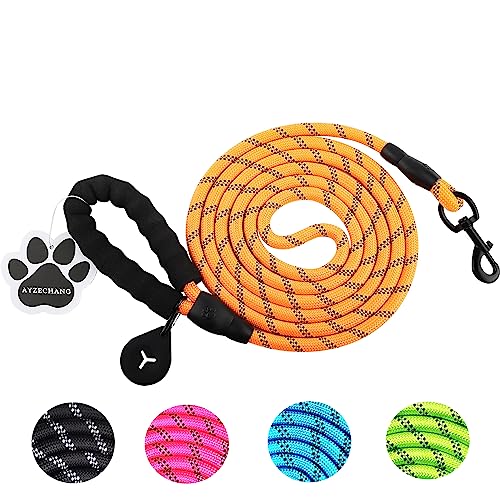 Starkes Hundeleine, 3M/2M,Geeignet für mittelgroße und große Hunde, Mit komfortablem gepolstertem Griff und hoher reflektierender Linie (Orange, 2M×12mm) von AYZECHANG