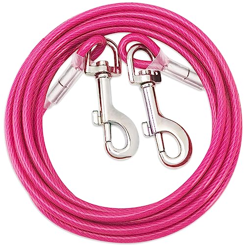 Rose Tie Out Cable Leash for Dogs,10-50ft Long Dog Leash Runner for Yard Steel Wire Dog Cable with Durable Superior Clips Dog Chains for Outside Dog Lead for Small Large Dogs(30ft) von AYiFFWTEO