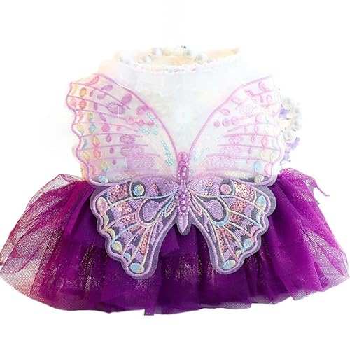 AZA Lolita-Kleidung für Hunde, Prinzessinnenkleider für kleine Hunde, Schmetterlings-, Feen-Kostüm, Haustier, Katze, Mädchen, niedlicher Spitzenmantel, Outfits, Herbstkostüme, Sommer (S, Violett) AZA Lolita-Kleidung für Hunde, Prinzessinnenkleider für kleine Hunde, Schmetterlings-, Feen-Kostüm, Haustier, Katze, Mädchen, niedlicher Spitzenmantel, Outfits, Herbstkostüme, Sommer (S, Violett) von AZA