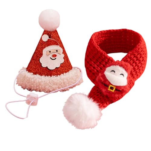 AZA Weihnachtsmütze für Katzen mit Schal, Weihnachtsmütze nur für Katzen, Haustier, Weihnachtsmann, Rentier, Kawaii, Motorhaube, Kostüm für Welpen, Kaninchen, Puppe für kleine Hunde, warm, von AZA