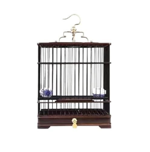 AZHKJKZH Papageienkäfig Vögel Quadratischer Vogelkäfig, Große Vintage-Vogelkäfige, Hängende Vogelträger, Tragbarer Flugkäfig, Vogelhausträger Wellensittichkäfig(Brown) von AZHKJKZH
