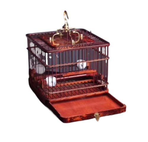 AZHKJKZH Papageienkäfig Vögel Quadratischer Vogelkäfig, Große Vintage-Vogelkäfige, Hängende Vogelträger, Tragbarer Flugkäfig, Vogelhausträger Wellensittichkäfig(Rood) von AZHKJKZH