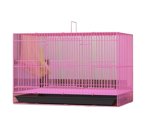 AZHKJKZH Papageienkäfig Vögel Rechteckige Vogelträger ABS Boden Rollständer Haustier Vogelkäfig Flugkäfig Mit Feeder Für Home Hotel Wellensittichkäfig(Pink,40 * 30cm) von AZHKJKZH