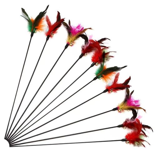 AZIDWERYQ 10pcs Katzen Teaser, 22 -Zoll -PVC -Katzen -Zauberstabspielzeug mit Gefieder, interaktiver Stressabbau Teaser -Zauberstab, Flexibles Spielzeug für Innenkatzen, Geschenke für Spielzeug AZIDWERYQ 10pcs Katzen Teaser, 22 -Zoll -PVC -Katzen -Zauberstabspielzeug mit Gefieder, interaktiver Stressabbau Teaser -Zauberstab, Flexibles Spielzeug für Innenkatzen, Geschenke für Spielzeug von AZIDWERYQ