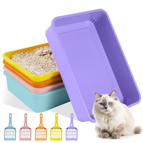 Katzentoiletten-Set, 5-teilig, offene Katzentoilette mit 5 Schaufeln, mittelgroß, tragbare Katzentoilette für kleine Haustiere, 32,6 x 21,6 x 7,1 cm Katzentoiletten-Set, 5-teilig, offene Katzentoilette mit 5 Schaufeln, mittelgroß, tragbare Katzentoilette für kleine Haustiere, 32,6 x 21,6 x 7,1 cm von AZLLRNYE