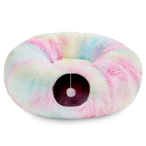 Lange Plüse Klappbare Donut Katze Tunnel Nest Haustier Tunnel Nest Grau (Farbe) von AZMUDE