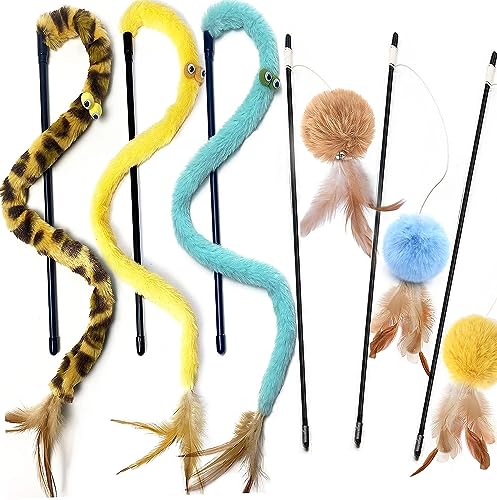 AZOFFYIU Katzenspielzeug für den Innenbereich, Regenbogen-Katzenstab-Spielzeug, Feder-Flips, Plüschball, Katzenspielzeug, interaktives Federspielzeug für Teaser, Spielen und Jagdübungen mit Kätzchen, AZOFFYIU Katzenspielzeug für den Innenbereich, Regenbogen-Katzenstab-Spielzeug, Feder-Flips, Plüschball, Katzenspielzeug, interaktives Federspielzeug für Teaser, Spielen und Jagdübungen mit Kätzchen, von AZOFFYIU