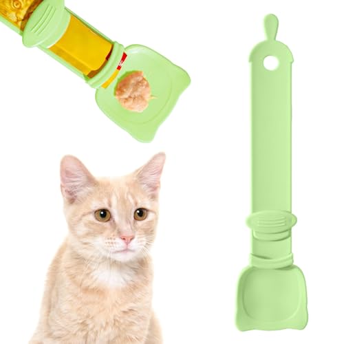 AZSUL Treat Spoon for Cats, Cat Spoon for Wet Treats, Cat Strip Feeder Squeeze Spoon, Cat Strip Spoon Multifunctional Pet Spoon Cat Feeder (Green) von AZSUL