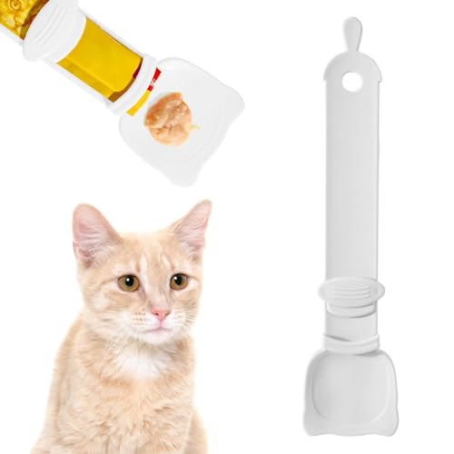AZSUL Treat Spoon for Cats, Cat Spoon for Wet Treats, Cat Strip Feeder Squeeze Spoon, Cat Strip Spoon Multifunctional Pet Spoon Cat Feeder (White) von AZSUL