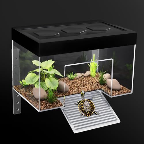 PC-Schildkröten-Sonnenplattform, 25 x 16 x 16 cm, Hängeaufsatz mit Deckel, kleines oberhalb des Aquariums für Baby-Landschildkröten, Wasserschildkröten, Wasser-, Rote Ohren-Schieber, Frösche von AZV