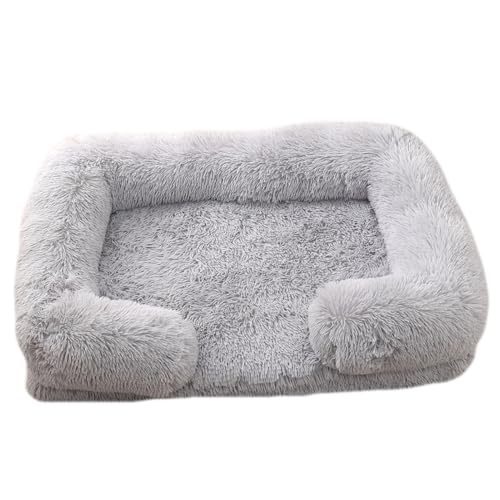 Orthopädisches Hundebett Grosse Hundesofa: Wärme Rutschfest Bissfestigkeit Eiförmiger Schwamm Hundekissen Abnehmbar Quaste Hundematte Wintergeschenk für Tierliebhaber an ihre Hunde (Hellgrau, XL) von AZVFLY
