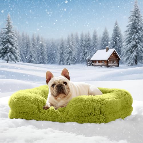 Orthopädisches Hundebett Grosse Hundesofa: Wärme rutschfest Bissfestigkeit Eiförmiger Schwamm Hundekissen Abnehmbar Quaste Hundematte Wintergeschenk für Tierliebhaber an ihre Hunde (Grün, XL) von AZVFLY
