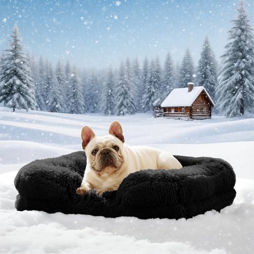 Orthopädisches Hundebett Grosse Hundesofa: Wärme rutschfest Bissfestigkeit Eiförmiger Schwamm Hundekissen Abnehmbar Quaste Hundematte Wintergeschenk für Tierliebhaber an ihre Hunde (Schwarz, XL) von AZVFLY