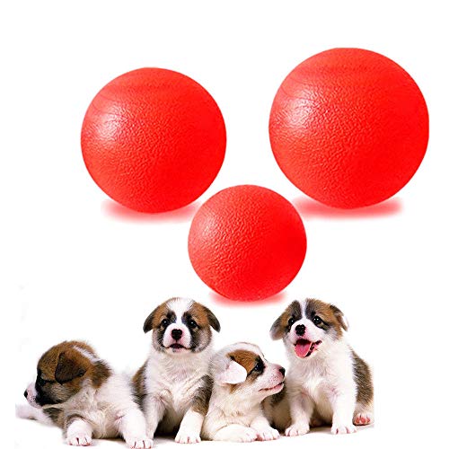 AZX Haustier Hund Vollgummi-Ball Bissfestes Elastisches Pet Ball Spielzeug für Große und Kleine Hunde Rot (Klein) von AZX