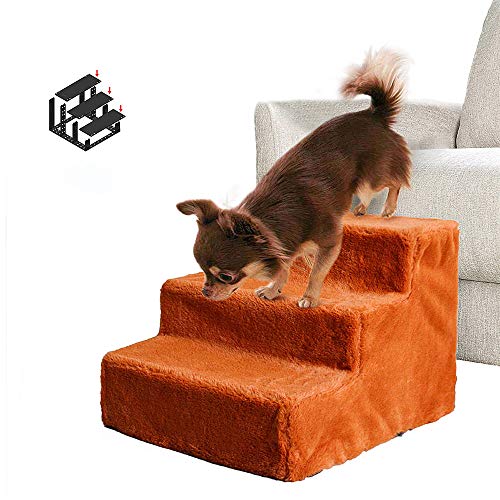 AZXAZ 3-Step Haustiertreppe für kleine Hunde Katzen Soft Climb Stairs Abnehmbare rutschfeste Rampenleiter Waschbar für kleine Haustiere von AZXAZ