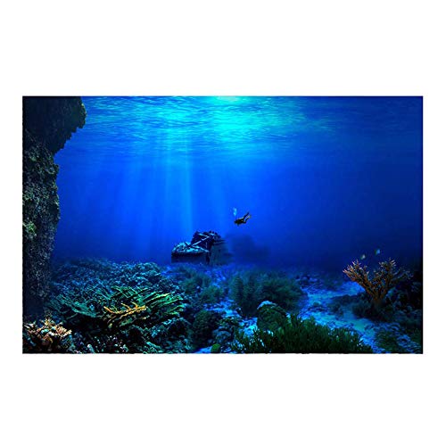 AZXAZ 3D Aquarium Hintergrund Dekoration Aquarium Adhesive Poster Unterwasser Stil Aquarium Hintergrund Aufkleber Wie Echtes Aquarium Dekor Papier (122x50cm) von AZXAZ