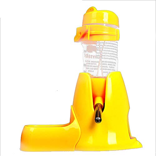 AZXAZ 80ml Hamster Wasserflasche Automatischer Wasserspender und Food Bowl Plastikversteck für Kleintier-Zwerghamster mit Sockel (Gelb) von AZXAZ