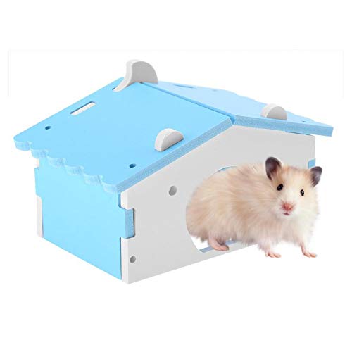 AZXAZ Hamsterhaus Eco-Board Holzhütte für kleine Tiere Kleine Haustiere Zubehör (Blau) von AZXAZ