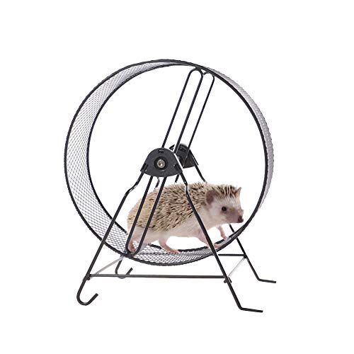 AZXAZ Haustier Laufrad Hamster Laufrad Metall Silent Spinner Spielzeug mit Ständer für Kleintier Rattenmäuse Rennmäuse Zwerghamster (Schwarz) von AZXAZ