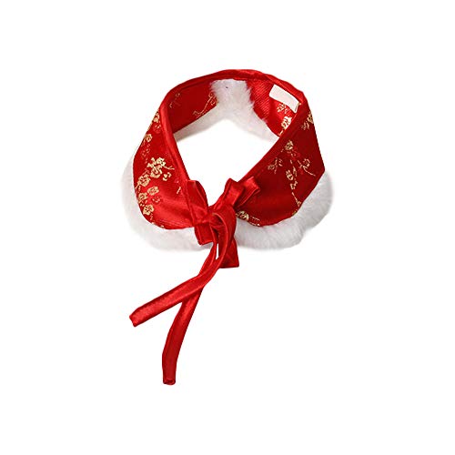 AZXAZ Haustierhalsband Chinesischer Stil Hund Katze Halsband Mit Bindegurt Gelb/Rot Kragen Fliege eihnachtskostüm Für Welpenkätzchen (L, Rot) von AZXAZ