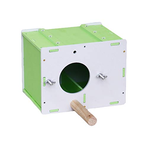 AZXAZ Holz Vogel Zuchtbox Wellensittich Nymphensittich ParakeetNest Box Käfig-Haus 19,5 * 15 * 15 cm Einschließlich Zubehör (Grün) von AZXAZ