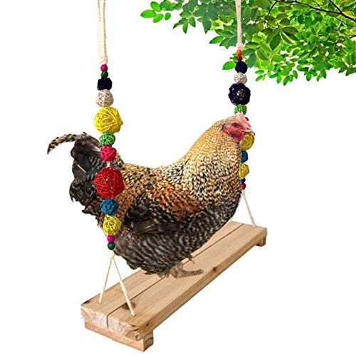 AZXAZ Hühnerschaukel Holz Barsch hängendes Hühnerspielzeug Natürliches Holz Buntes Schaukelständer Spielzeug für Hühnerhennen Papageien Vögel von AZXAZ