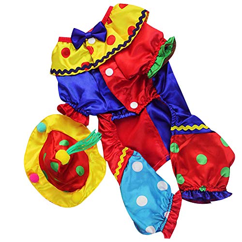 AZXAZ Hund Clown Kostüm Haustier Halloween Kleidung Mit Hut Party Dress Up Halloween Karneval Cosplay Clown Outfit Für Welpe Katze 5 Größen Verfügbar (XXL) von AZXAZ