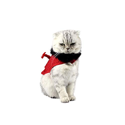 AZXAZ Hund Teufel Kostüm Mit Schwanz Haustier Halloween Cape Party Mantel Rot Warme Hoodies Mit Schwarz Plüsch Kragen Winter Haustier Kleid (L) von AZXAZ