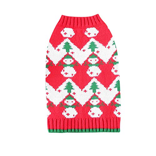AZXAZ Hundepullover Warmer Pullover Nette Weihnachtsthema Kleidung Weiche Winterstrickmäntel Rote Haustierkleidung für kleine Hunde Katzen (L) von AZXAZ