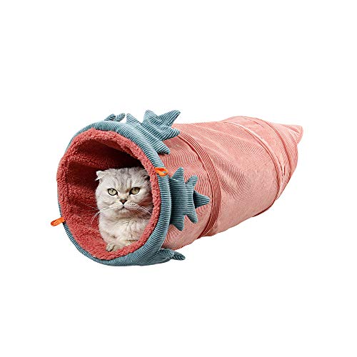 AZXAZ Katze Tunnel Tube Spielzeug Zusammenklappbar Play Tunnel Kleiner Haustier Gemüsetunnel Groß für Innenkatzen Kaninchen (Rot Karotte) von AZXAZ