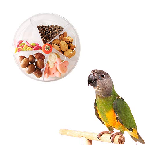 AZXAZ Papagei Futterspielzeug Nahrungsmittelball Drehen Vogelfütterer Hängendes Intelligenzspielzeug Acrylkäfig Futternapf Mit getrenntem Fach Durchmesser 13cm (Weiß) von AZXAZ