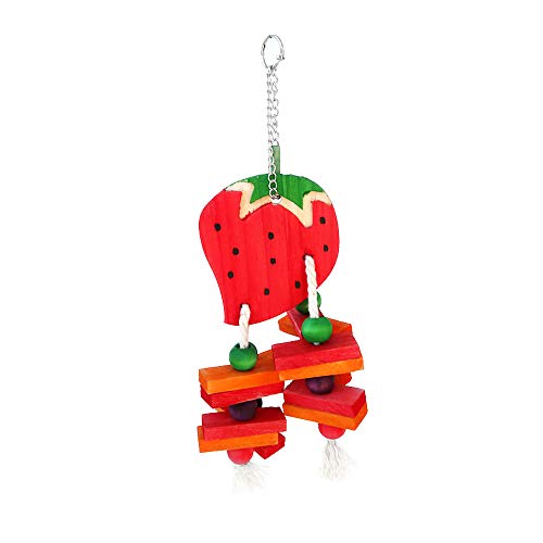 AZXAZ Papagei Spielzeug Bunte Obst Form Kauen Spielzeug für Vögel Holz Block Perlen Hängen Schaukel Spielzeug für ara African Grey Budgies Sittich Nymphensittich Lovebird (Strawberry Pear) von AZXAZ