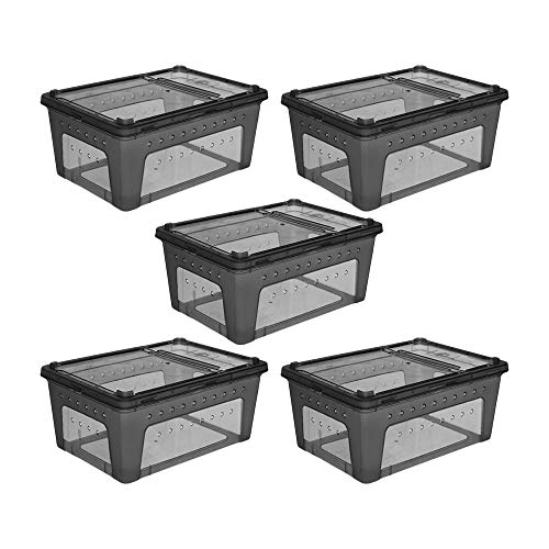 AZXAZ Plastikterrarium Für Reptilien Zuchtpanzer Transparente Fütterungsbox Für Eidechsen-Spinnen-Schlange (Schwarz) von AZXAZ