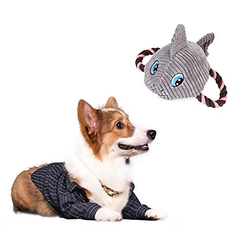 AZXAZ Quietschendes Hundespielzeug Simulation Tier Plüschtier Hund Kauspielzeug Zahnreinigung Haustier Interaktives Spielzeug Für Welpen Kleine Hunde Spielen (Shark) von AZXAZ