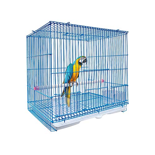 AZXAZ Vogeltransportkäfig Eisendraht Reise Vogelkäfig Mit Einem Boden Tablett 29,3 * 22,5 * 28 cm Tragbar Für Kleine Vögel (Blau) von AZXAZ