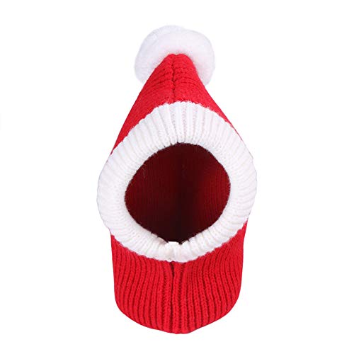 AZXAZ Weihnachten Hundehut Winter Gehäkelte Kopfbedeckung Warm Red Funny Hat Neck Ohrwärmer mit Pompon Pet Winter Kopfbedeckung von AZXAZ