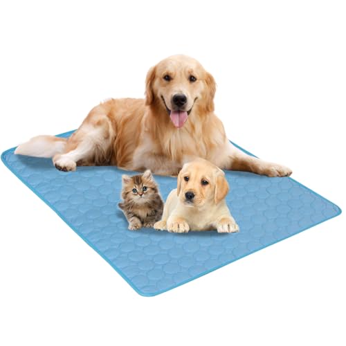 Aartner Kühlmatte Hund, Kühlmatte Katze M-XXL, Kühlende Decke, Waschbar Haustiere Kühldecke Hund für Zuhause Unterwegs oder im Auto (Blau, 100 x 150 cm) von Aartner