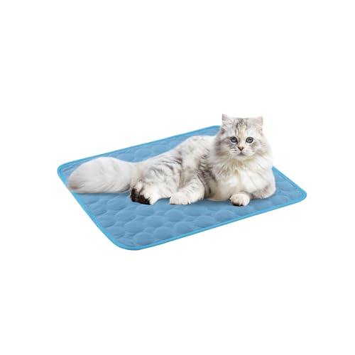Aartner Kühlmatte Hund, Kühlmatte Katze M-XXL, Kühlende Decke, Waschbar Haustiere Kühldecke Hund für Zuhause Unterwegs oder im Auto (Blau, 50 x 60 cm) von Aartner