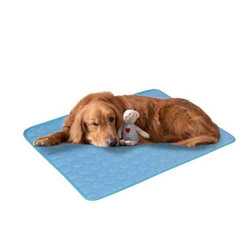 Aartner Kühlmatte Hund, Kühlmatte Katze M-XXL, Kühlende Decke, Waschbar Haustiere Kühldecke Hund für Zuhause Unterwegs oder im Auto (Blau, 70 x 100 cm) von Aartner