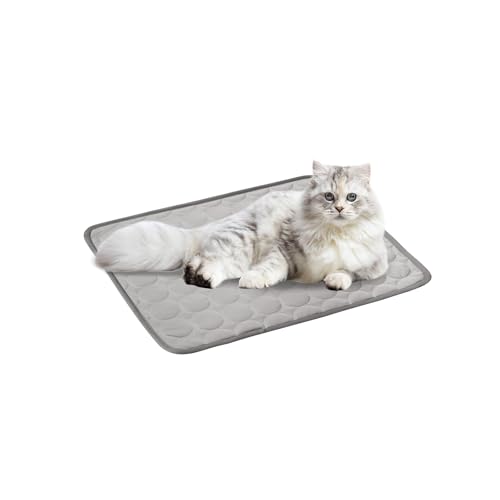 Aartner Kühlmatte Hund, Kühlmatte Katze M-XXL, Kühlende Decke, Waschbar Haustiere Kühldecke Hund für Zuhause Unterwegs oder im Auto (Grau, 50 x 60 cm) von Aartner