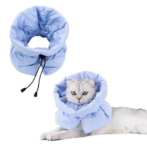 Halskrause Katze, Einstellbar Halskrause Hund, Weiche Katzenkragen Katzen Kragen, Cat Recovery Hundekragen, Leckschutz Halskrausen für Katzen, Kragen für Katze (Hellblau, M) von Aartner