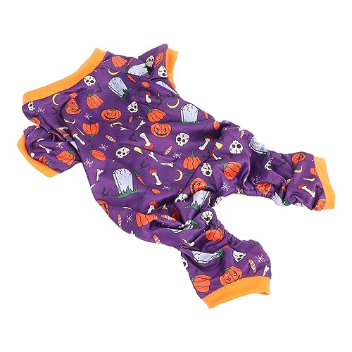 Aatraay Halloween-Hunde-Pyjama, 4-beinig, Weich, Bequem, Satte Farben, Verschiedene Muster, Halloween-Hunde-Overall für das Ferienhaus von Aatraay