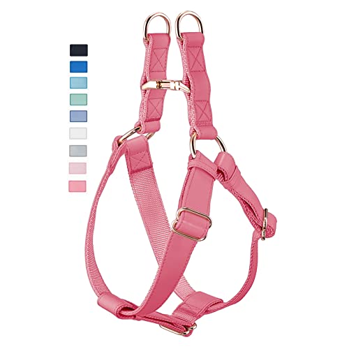 Hundegeschirr aus weichem Leder, kein Ziehen, verstellbares Hundegeschirr mit rotgoldener Metallschnalle, Freedom Nylon-Hundehalfter, Westen für kleine, mittelgroße und große Hunde, M, Dunkelrosa Hundegeschirr aus weichem Leder, kein Ziehen, verstellbares Hundegeschirr mit rotgoldener Metallschnalle, Freedom Nylon-Hundehalfter, Westen für kleine, mittelgroße und große Hunde, M, Dunkelrosa von AaufiLux