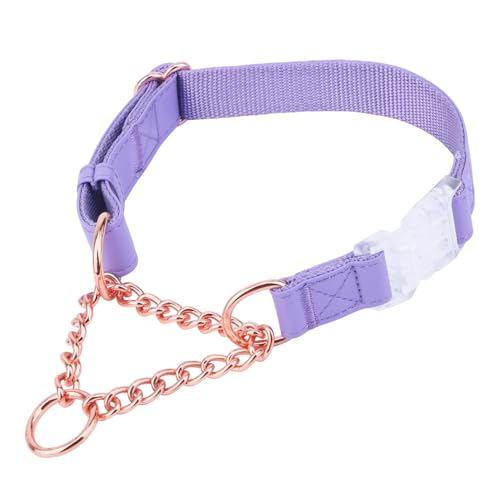 Martingale-Halsband aus weichem Leder für Hunde, rotgoldene Kette, limitierte Schlupfhalsbänder mit Schnellverschluss-Schnalle, stilvoll, verstellbar, Nylon, kein Ziehen, Trainingshalsband für kleine von AaufiLux