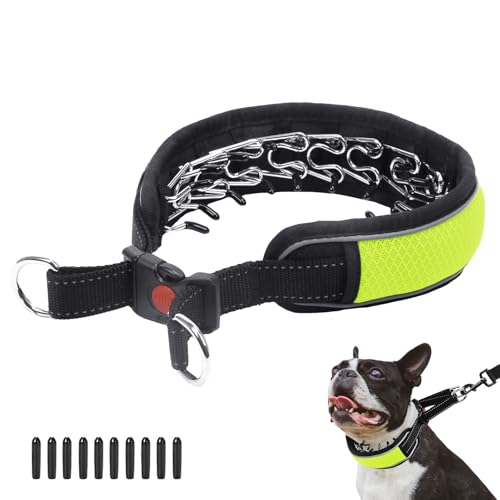 Reflektierendes Martingal-Halsband für große Hunde, kein Ziehen, verstellbar, strapazierfähiges Nylon-Schlupfhalsband mit Schnalle, 5,1 cm breit, L, Grün von AaufiLux